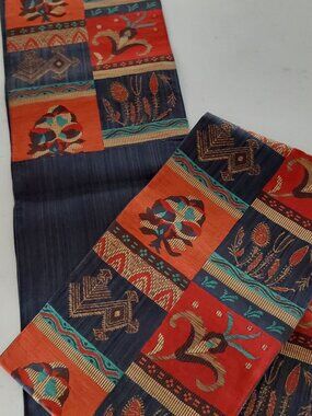 Vintage Japanese Nagoya Obi Kimono Belt Woven Silk Road Eurasian Folk Art